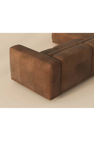 Modern European furniture - Brown Leather Chaise Sofa - www.oroa.com
