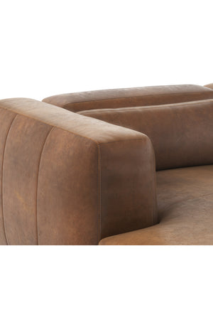 Modern European furniture - Brown Leather Chaise Sofa - www.oroa.com