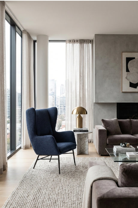 Modern European furniture - Blue Wingback Lounge Chair - www.oroa.com