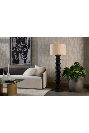 Modern European furniture - Black Wooden Base Floor Lamp - www.oroa.com