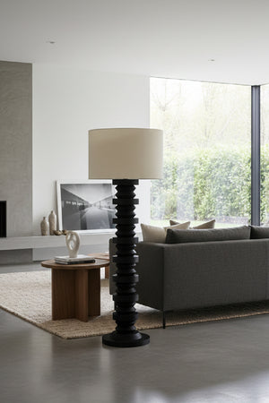 Modern European furniture - Black Wooden Base Floor Lamp - www.oroa.com