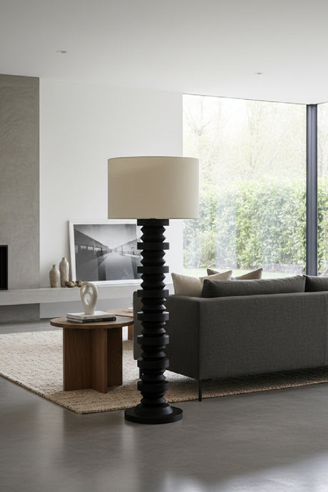 Modern European furniture - Black Wooden Base Floor Lamp - www.oroa.com