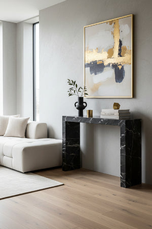   Modern European furniture - Black Marble-Look Indoor/Outdoor Console Table - www.oroa.com | Oroa.com