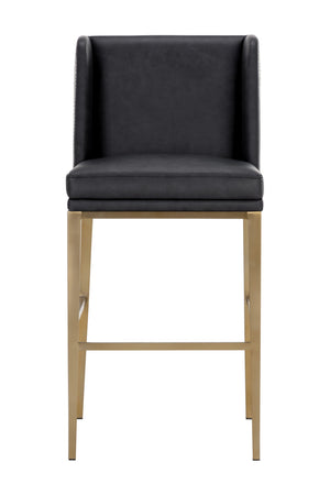 Modern European furniture - Black Bonded Leather Bar Stool - www.oroa.com