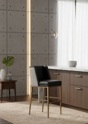 Modern European furniture - Black Bonded Leather Bar Stool - www.oroa.com