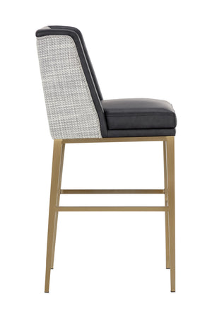 Modern European furniture - Black Bonded Leather Bar Stool - www.oroa.com