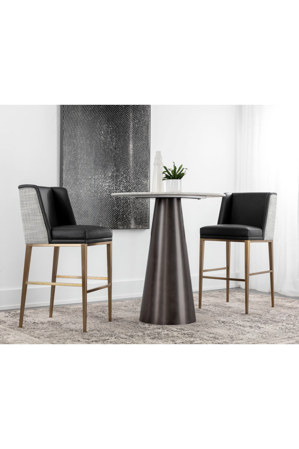 Modern European furniture - Black Bonded Leather Bar Stool - www.oroa.com