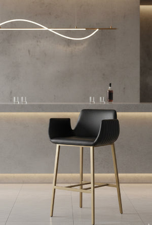 Modern European furniture - Leather-Look Channeled Arm Bar Stool - www.oroa.com