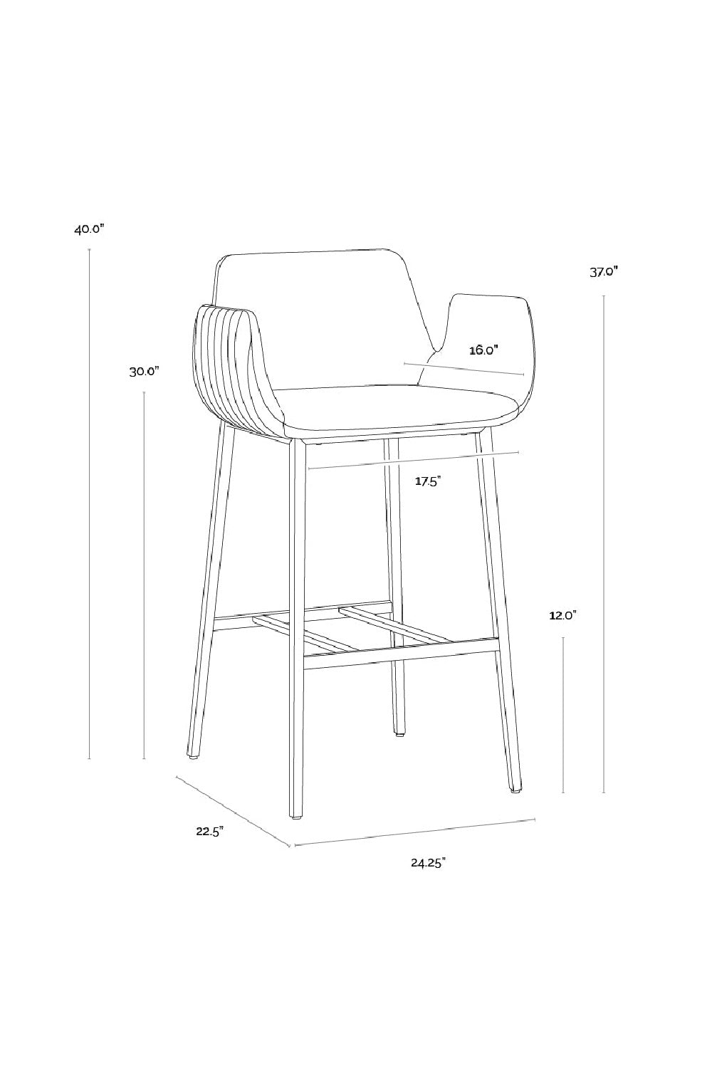 Modern European furniture - Leather-Look Channeled Arm Bar Stool - www.oroa.com