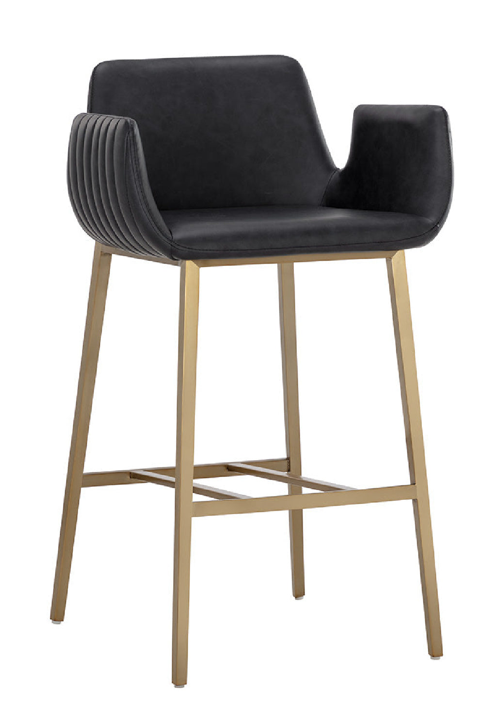 Modern European furniture - Leather-Look Channeled Arm Bar Stool - www.oroa.com