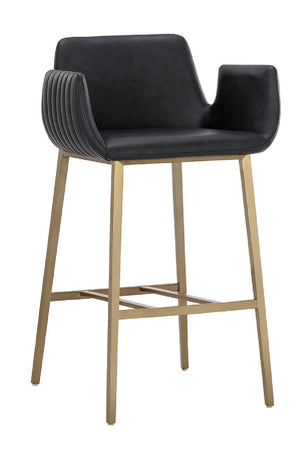 Modern European furniture - Leather-Look Channeled Arm Bar Stool - www.oroa.com