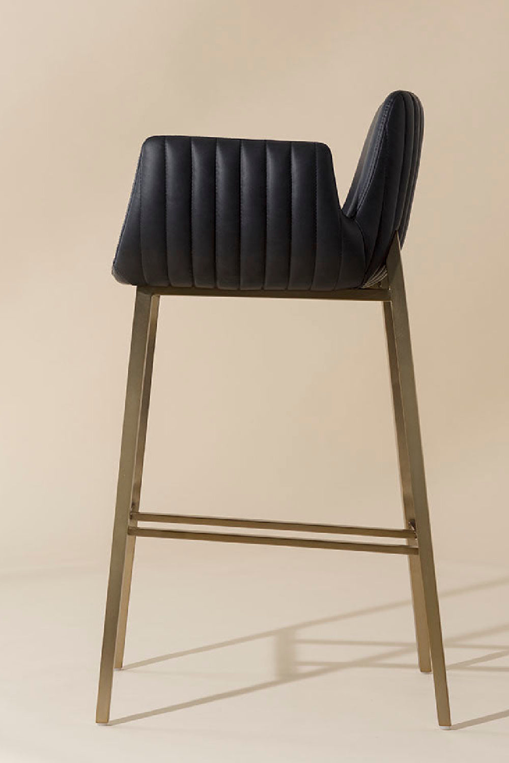 Modern European furniture - Leather-Look Channeled Arm Bar Stool - www.oroa.com