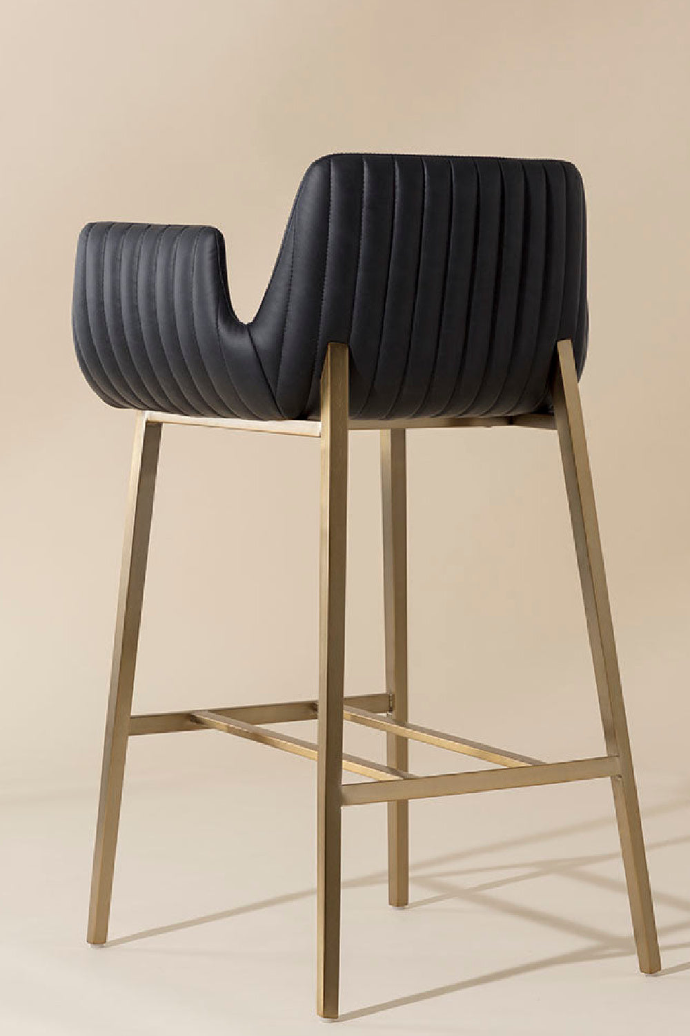 Modern European furniture - Leather-Look Channeled Arm Bar Stool - www.oroa.com