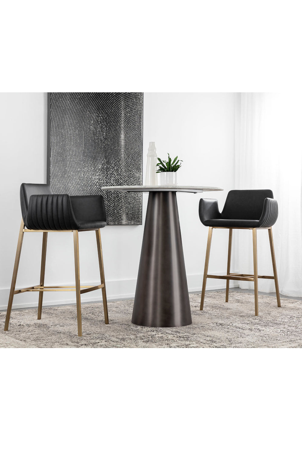 Modern European furniture - Leather-Look Channeled Arm Bar Stool - www.oroa.com