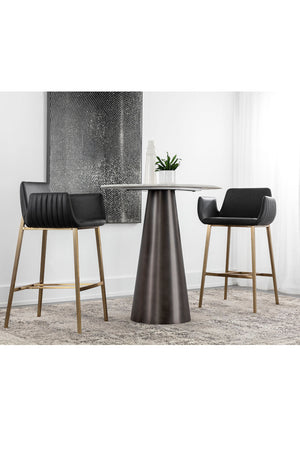 Modern European furniture - Leather-Look Channeled Arm Bar Stool - www.oroa.com