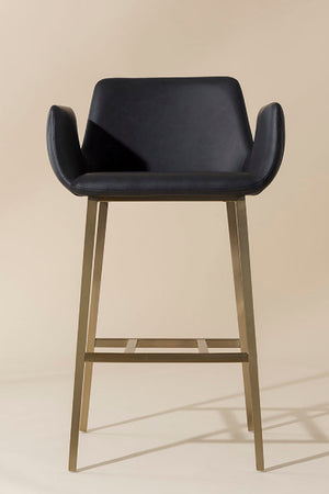 Modern European furniture - Leather-Look Channeled Arm Bar Stool - www.oroa.com