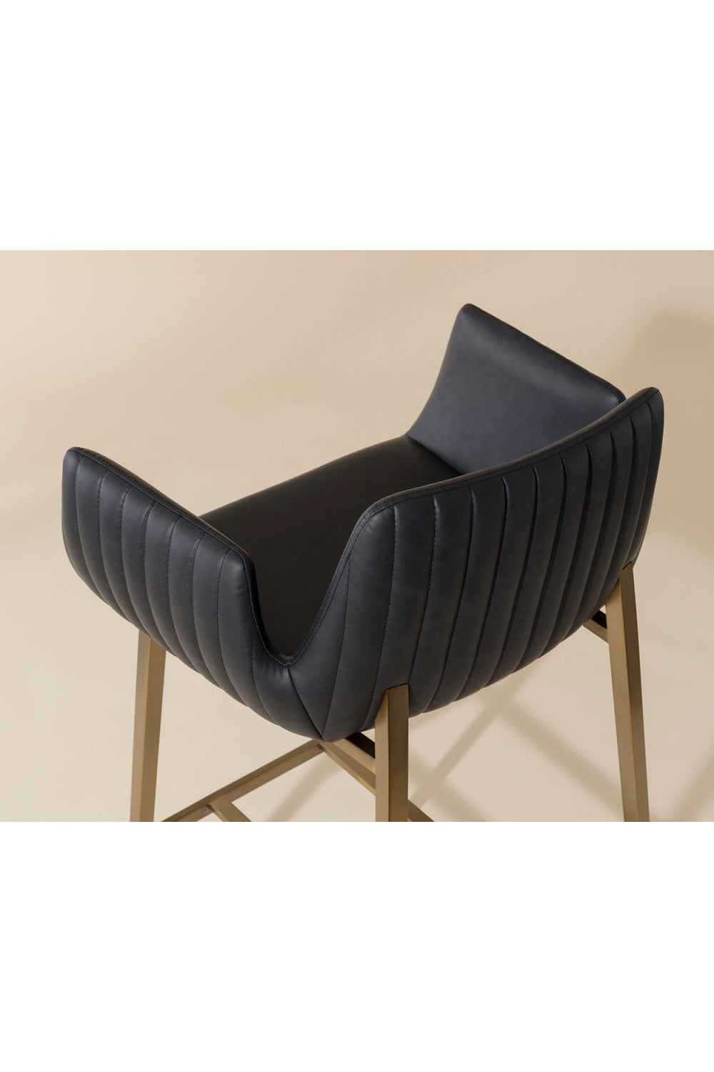 Modern European furniture - Leather-Look Channeled Arm Bar Stool - www.oroa.com