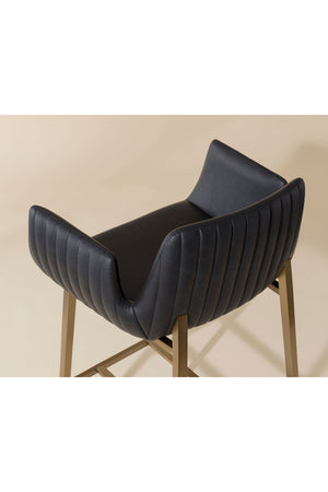 Modern European furniture - Leather-Look Channeled Arm Bar Stool - www.oroa.com
