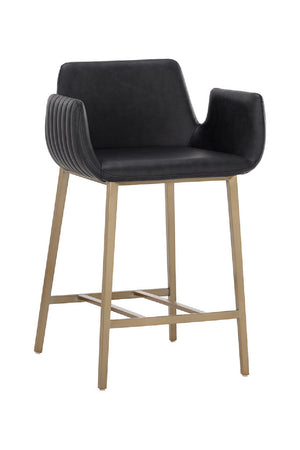 Modern European furniture - Leather-Look Channeled Arm Counter Stool - www.oroa.com