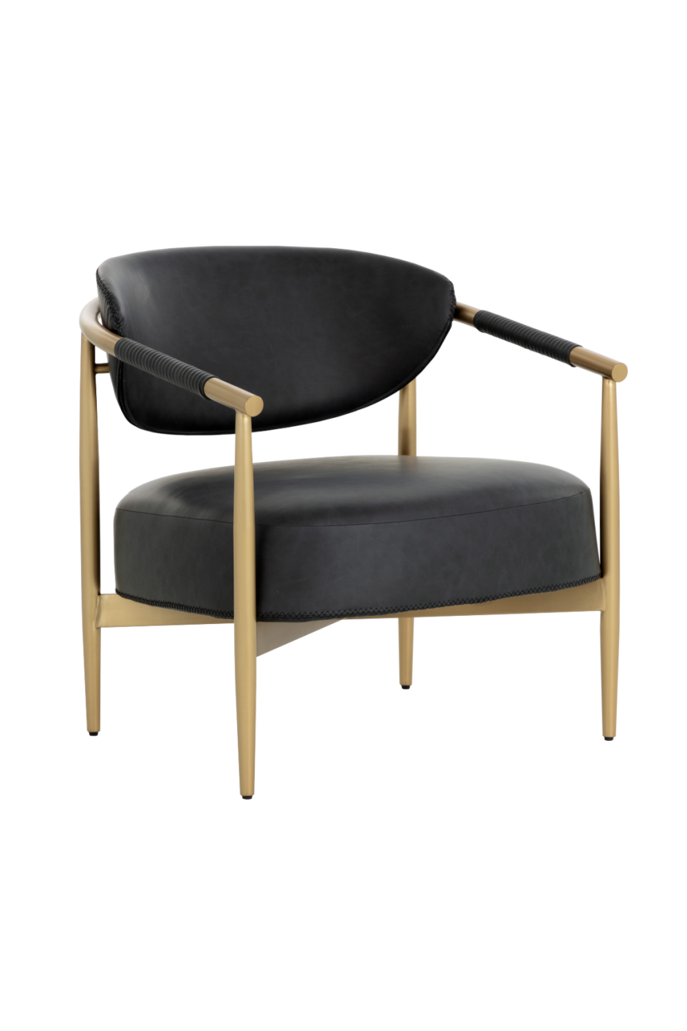Modern European furniture - Gold-Framed Leather Lounge Chair - www.oroa.com