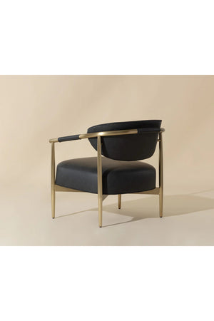 Modern European furniture - Gold-Framed Leather Lounge Chair - www.oroa.com