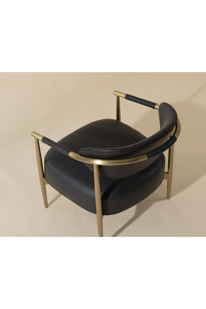 Modern European furniture - Gold-Framed Leather Lounge Chair - www.oroa.com