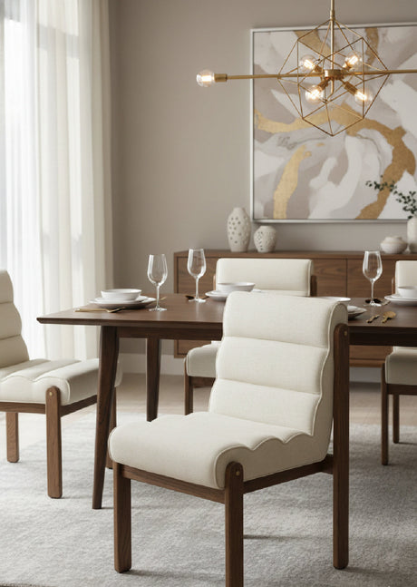 Modern European furniture - Channeled White Fabric Dining Chair - www.oroa.com