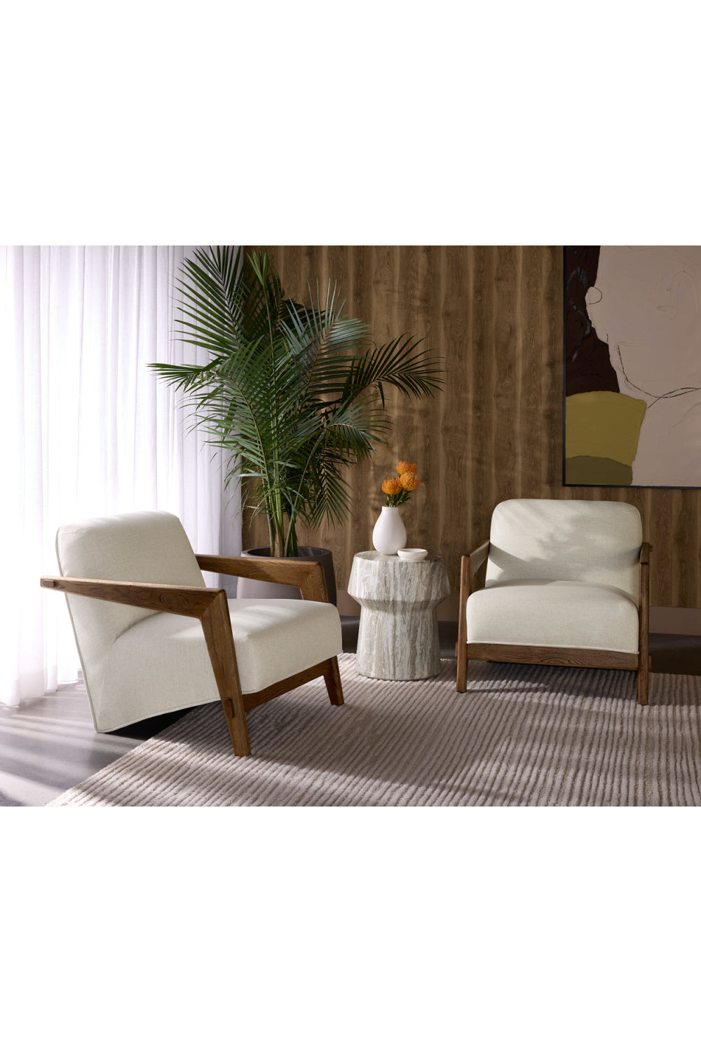 Modern European furniture - Brown Oak Framed Lounge Chair - www.oroa.com