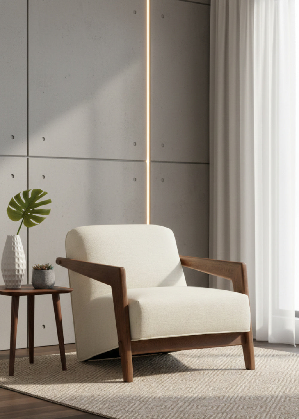 Modern European furniture - Brown Oak Framed Lounge Chair - www.oroa.com