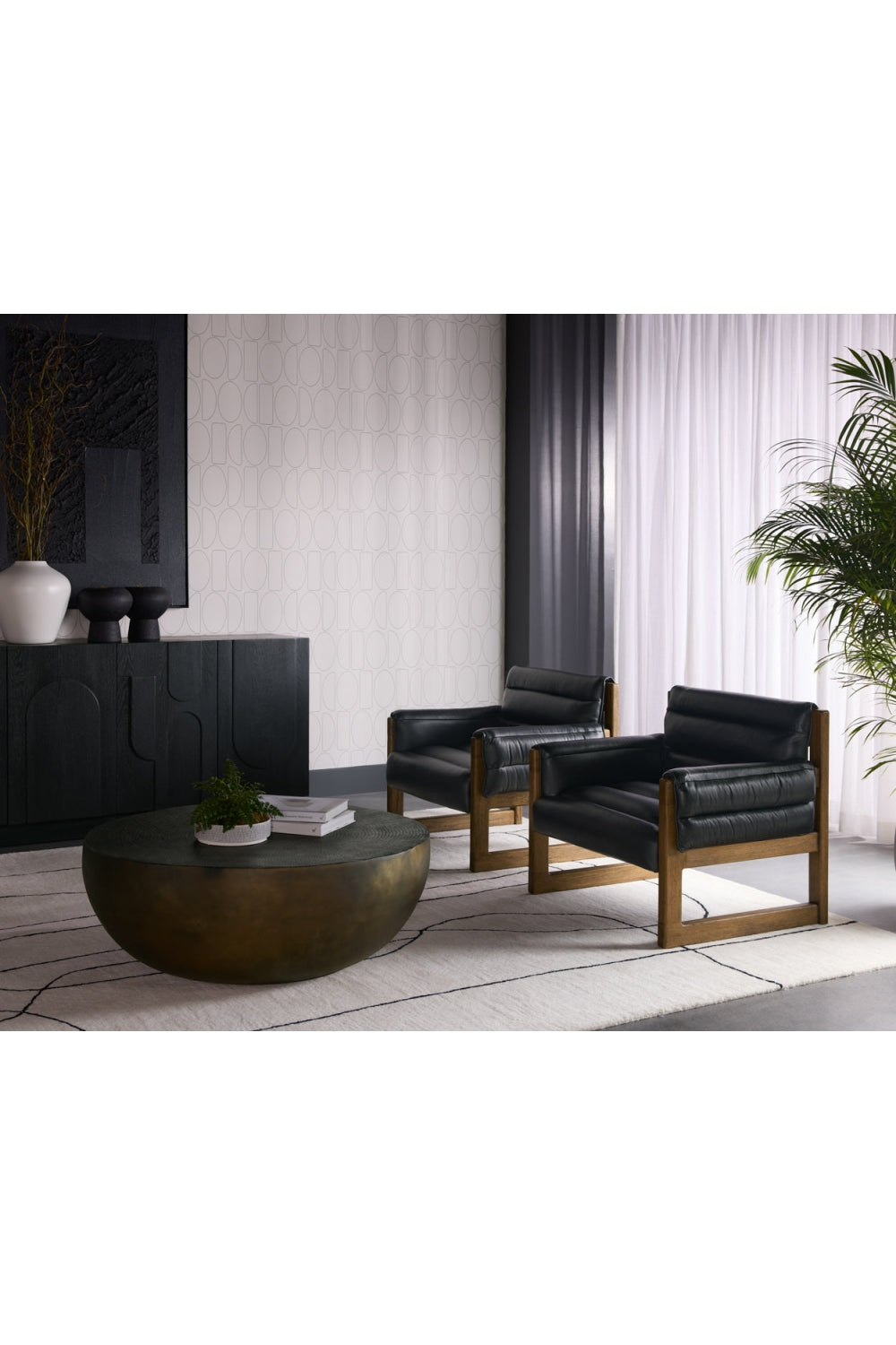 Modern European furniture - Tufted Black Leather Lounge Chair - www.oroa.com