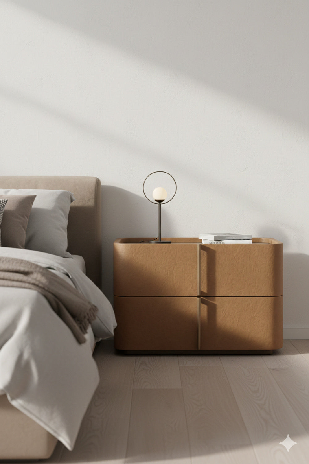 Modern European furniture - Leather-Look 2-Drawer Nightstand - www.oroa.com