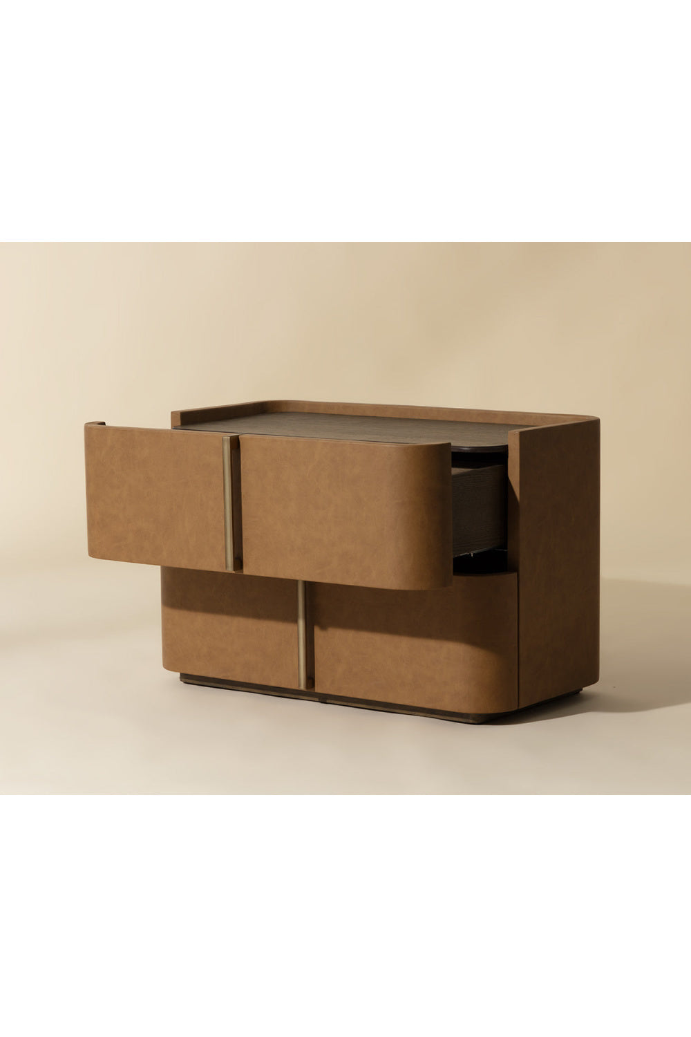 Modern European furniture - Leather-Look 2-Drawer Nightstand - www.oroa.com