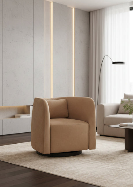 Modern European furniture - Nubuck Leather Swivel Lounge Chair - www.oroa.com