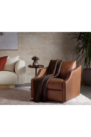 Modern European furniture - Leather Sloped-Arm Swivel Lounge Chair - www.oroa.com