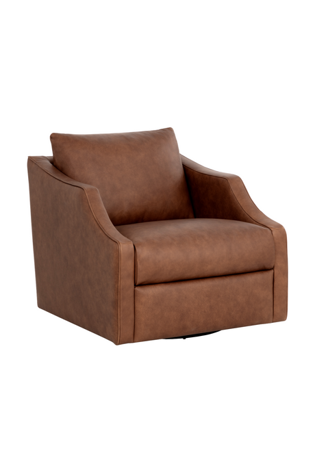 Modern European furniture - Leather Sloped-Arm Swivel Lounge Chair - www.oroa.com