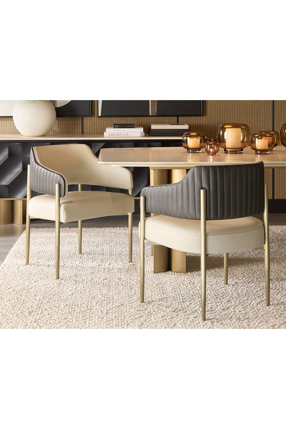 Modern European furniture - Cream Leather Dining Armchair - www.oroa.com