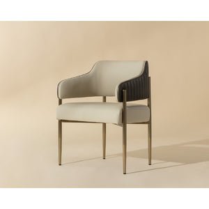 Modern European furniture - Cream Leather Dining Armchair - www.oroa.com