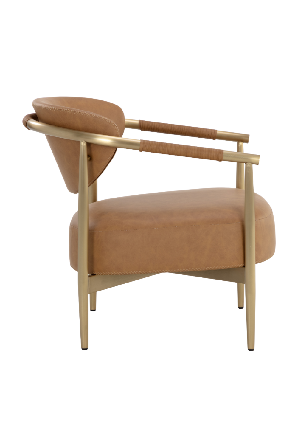 Modern European furniture - Gold-Framed Leather Lounge Chair - www.oroa.com