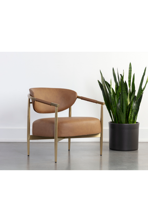 Modern European furniture - Gold-Framed Leather Lounge Chair - www.oroa.com