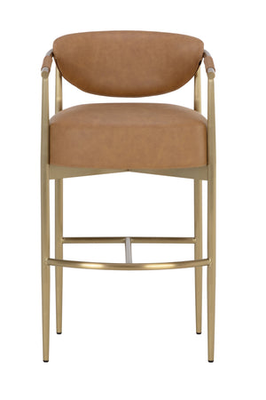 Modern European furniture - Gold Framed Leather-Look Bar Stool - www.oroa.com