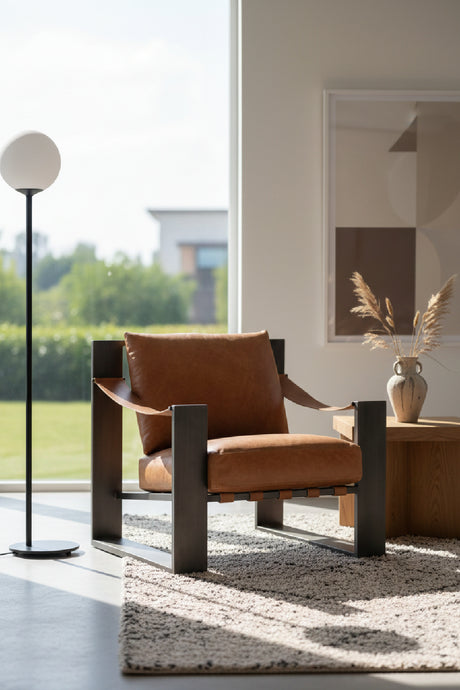 Modern European furniture - Leather Strapped Lounge Chair - www.oroa.com