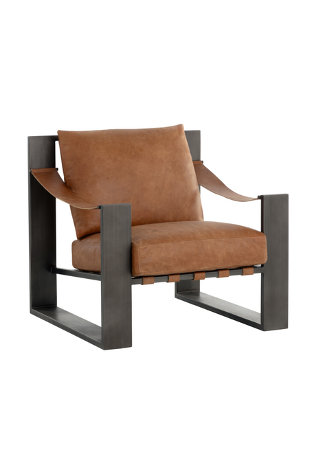 Modern European furniture - Leather Strapped Lounge Chair - www.oroa.com