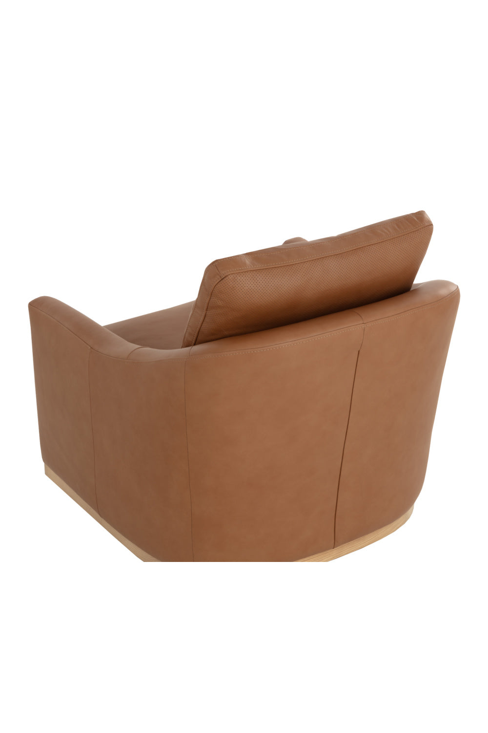 Modern European furniture - Brown Leather Swivel Lounge Chair - Ash Wood Base - www.oroa.com