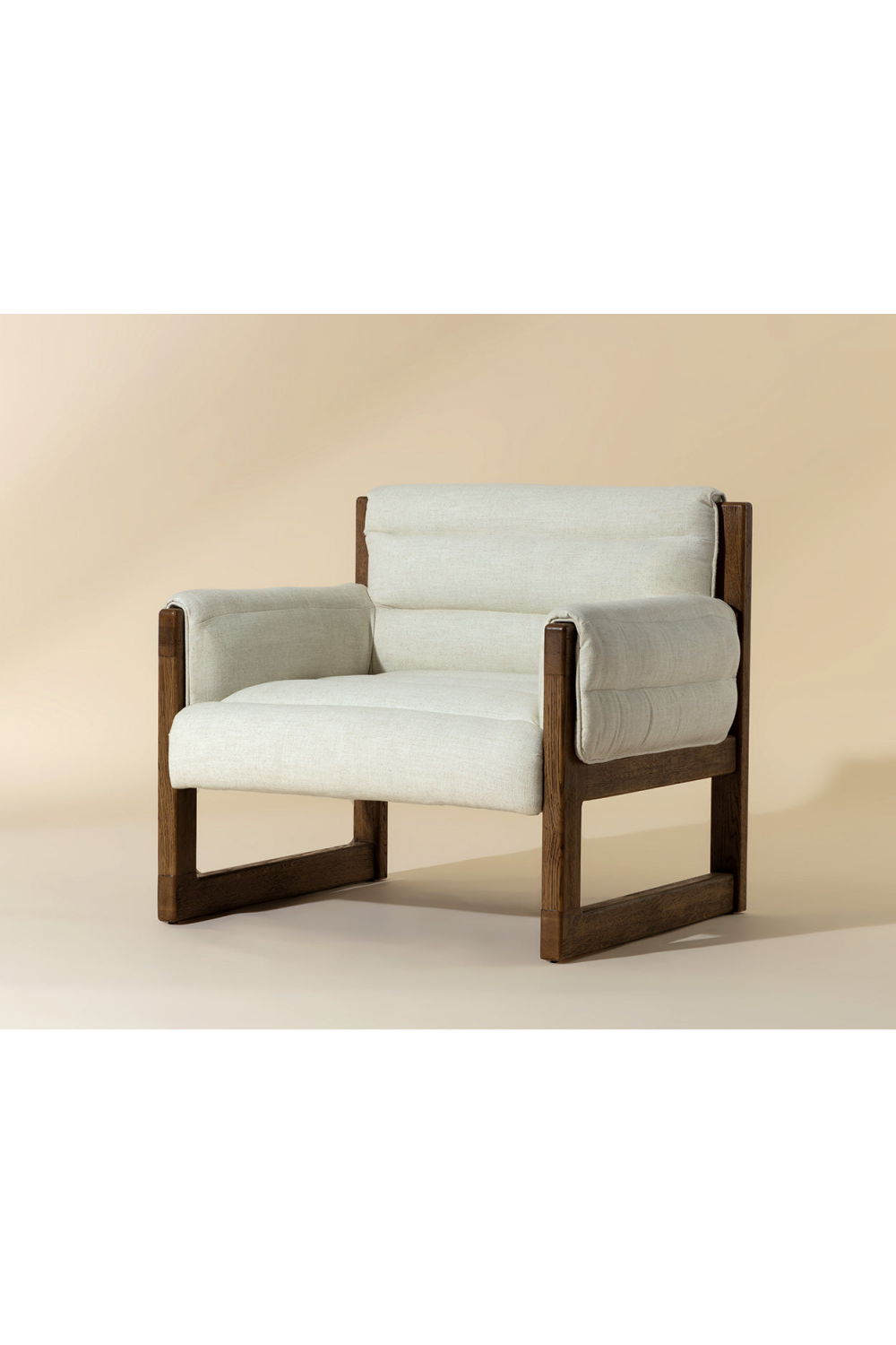 Modern European furniture - Tufted White Linen Lounge Chair - www.oroa.com