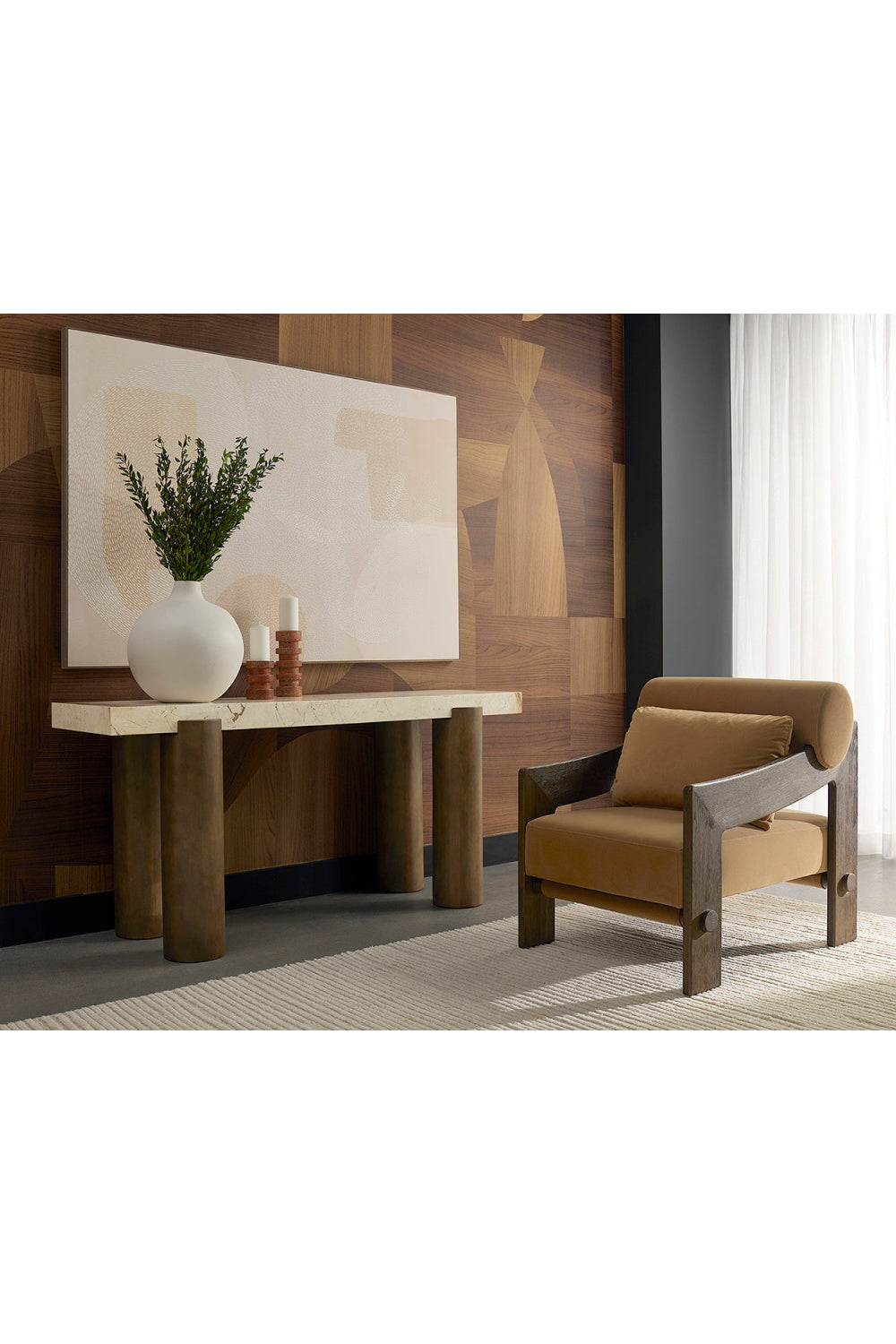 Modern European furniture - Brown Fabric Lounge Chair - www.oroa.com