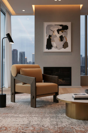 Modern European furniture - Brown Fabric Lounge Chair - www.oroa.com