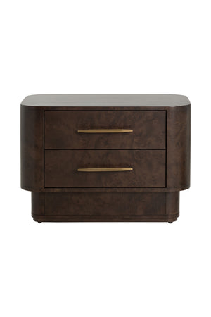 Modern European furniture - Brown Burl Veneer 2-Drawer Nightstand - www.oroa.com