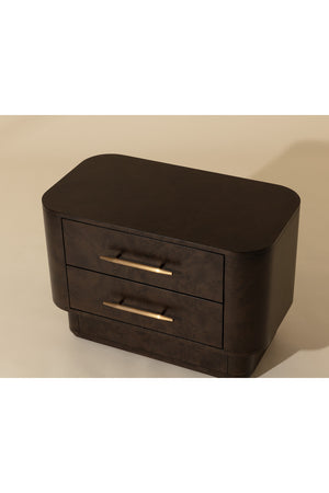 Modern European furniture - Brown Burl Veneer 2-Drawer Nightstand - www.oroa.com