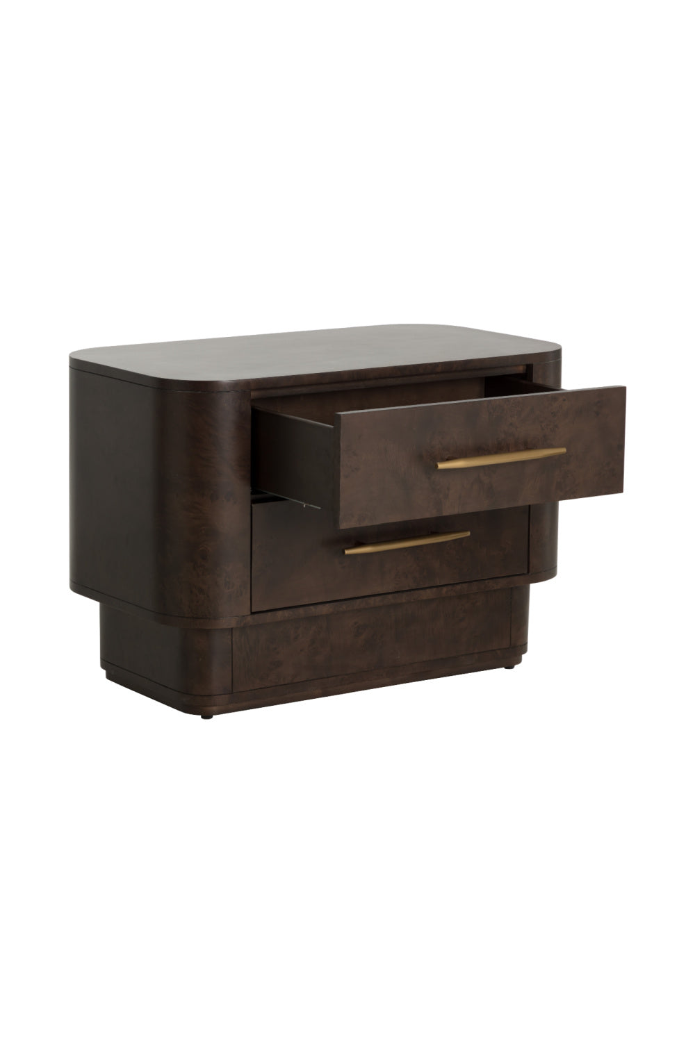 Modern European furniture - Brown Burl Veneer 2-Drawer Nightstand - www.oroa.com
