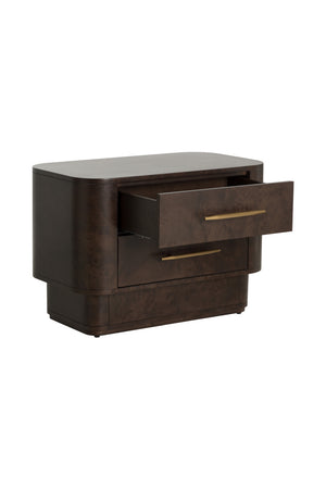 Modern European furniture - Brown Burl Veneer 2-Drawer Nightstand - www.oroa.com